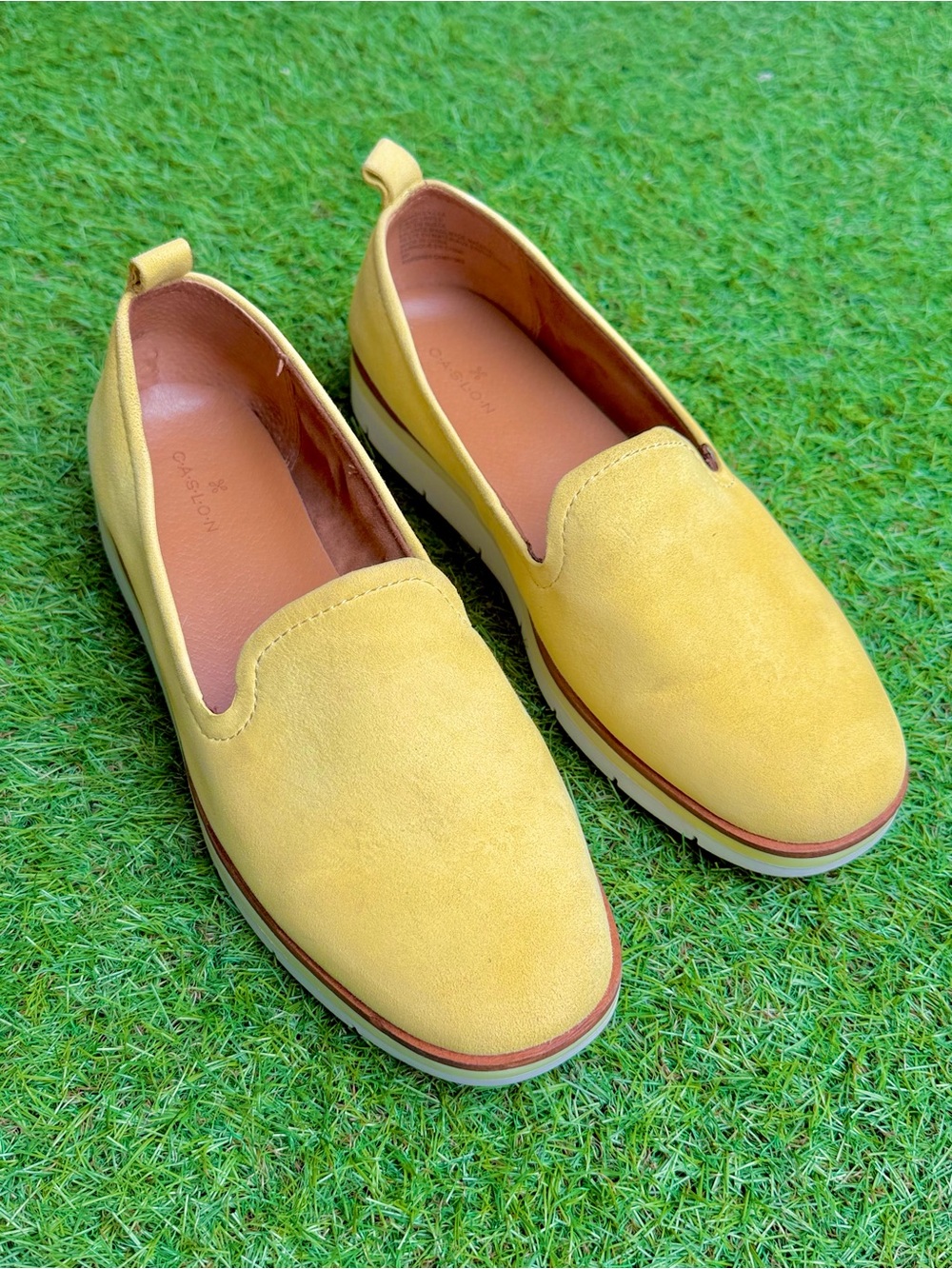 Yellow Suede Loafers Platform Slip On Shoes Womens 8